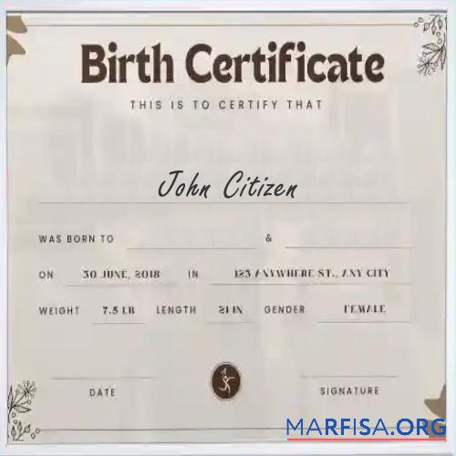 Downloadable New York certificate of birth real example